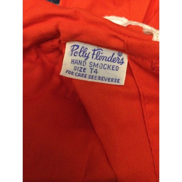 Vintage Polly Finders Kids Dress Hand Smocked Size 4T Peter Pan Collar - Picture 4 of 5